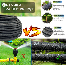 Hkvoxim 1-4inch soaker hose unfolded to cover garden beds evenly.