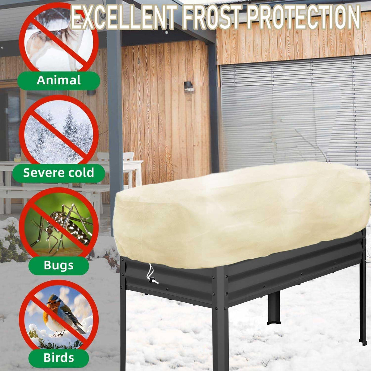 Hkvoxim beige frost cloth 4x2-rectangular supports winter gardening