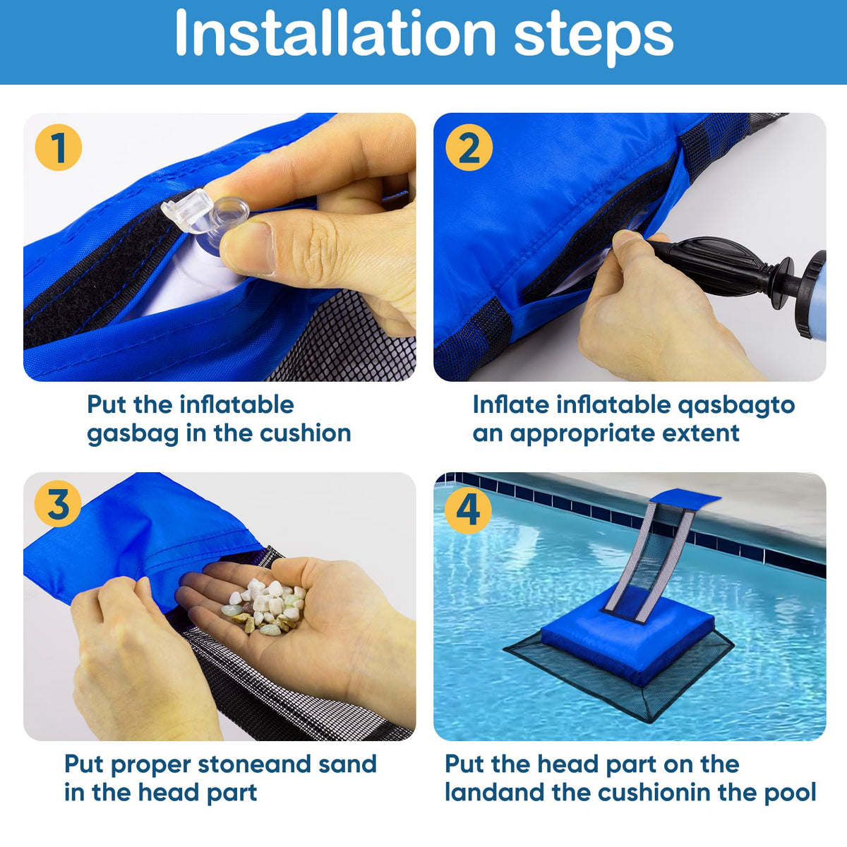 HKZ 2Pcs pool animal escape ramp inflatable mats prevent sinking and assist critters