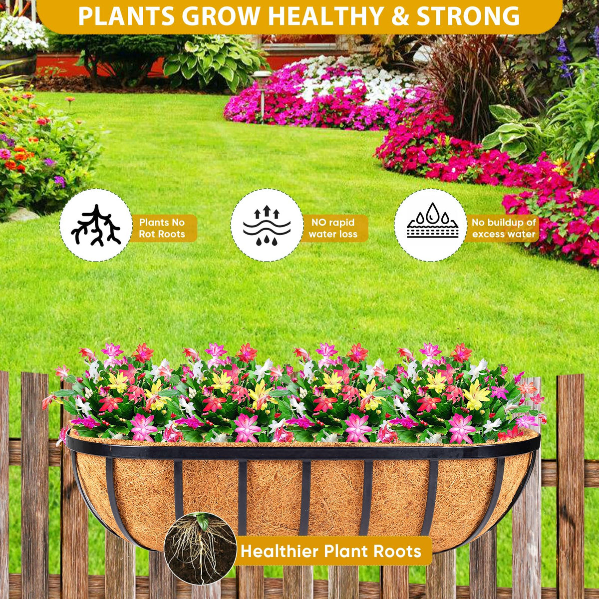 HKZ Coconut Liner 4-pack ready for outdoor planters and balcony boxes.