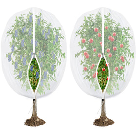 HKZ fruit tree netting with zipper, side view, protecting cicada-prone trees.