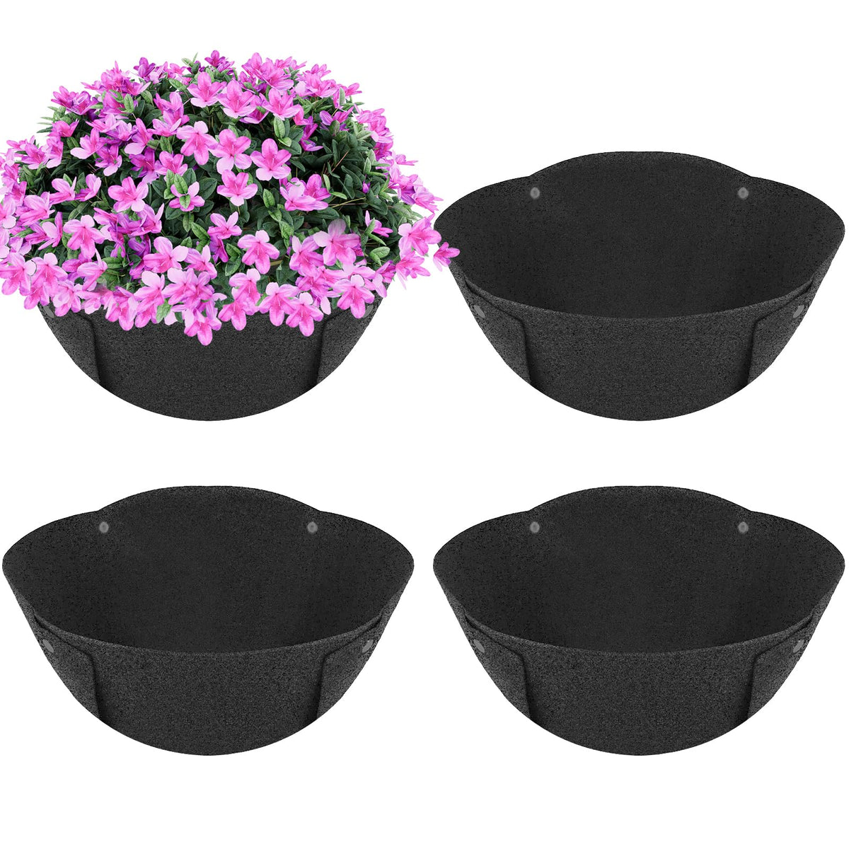 HKZ hanging basket liner round 12in shows durable non-woven fabric for long-lasting moisture control.