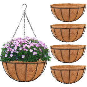 HKZ Hanging Basket Planter with coco liner boosts airflow for healthy roots