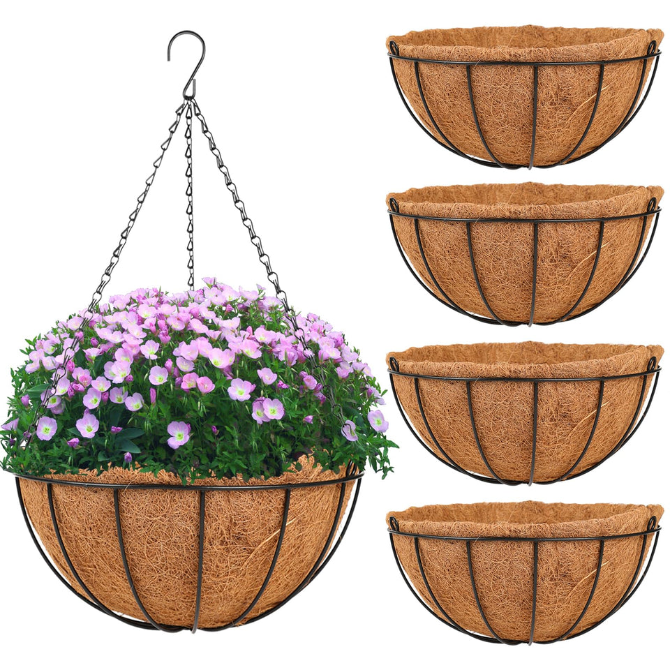 HKZ Hanging Basket Planter with coco liner boosts airflow for healthy roots