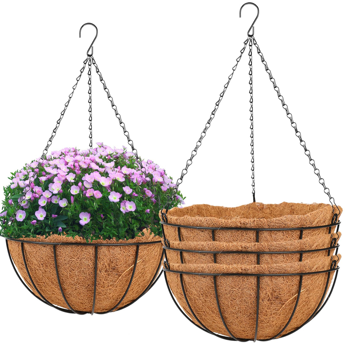 HKZ 14-inch hanging basket planter front view ready for vibrant outdoor flowers