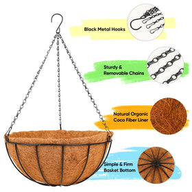 HKZ hanging basket planter anti-rust coating protects outdoor use on damp days.