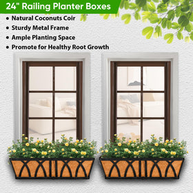 HKZ window boxes 24-inch with coco liner enhance soil health and moisture retention.