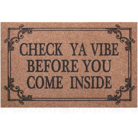 HLFMVWE front door mat with rubber backing welcomes guests and prevents slips.