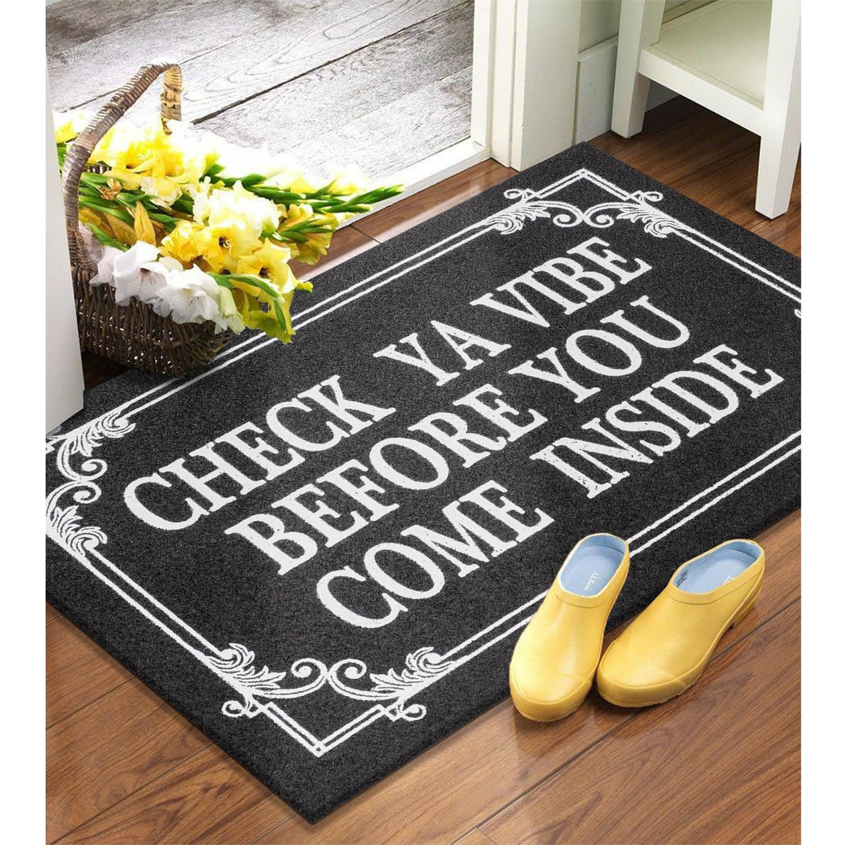HLFMVWE non-slip rubber back entrance mat protects floors in high-traffic areas.