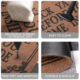HLFMVWE rustic-pattern welcome mat creates a friendly vibe at home or office.
