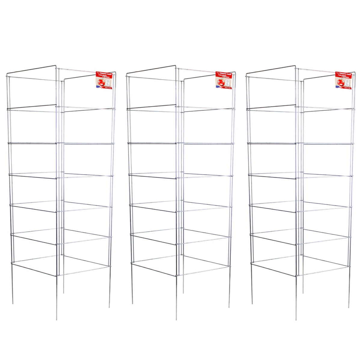 H&L Group Cedar Ridge square foldable tomato cage supports tomatoes in a sturdy garden.