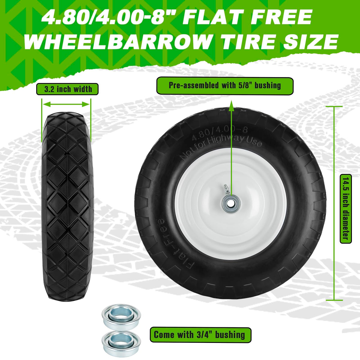 HLHgirl flat-free tire wheel preassembled for quick, easy installation