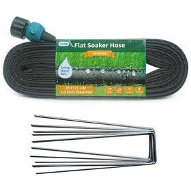 Hlinker flat soaker hose 25ft with stake for precise root watering and easy setup.