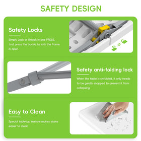 HLPB safety locks and triangular bracket for secure folding.