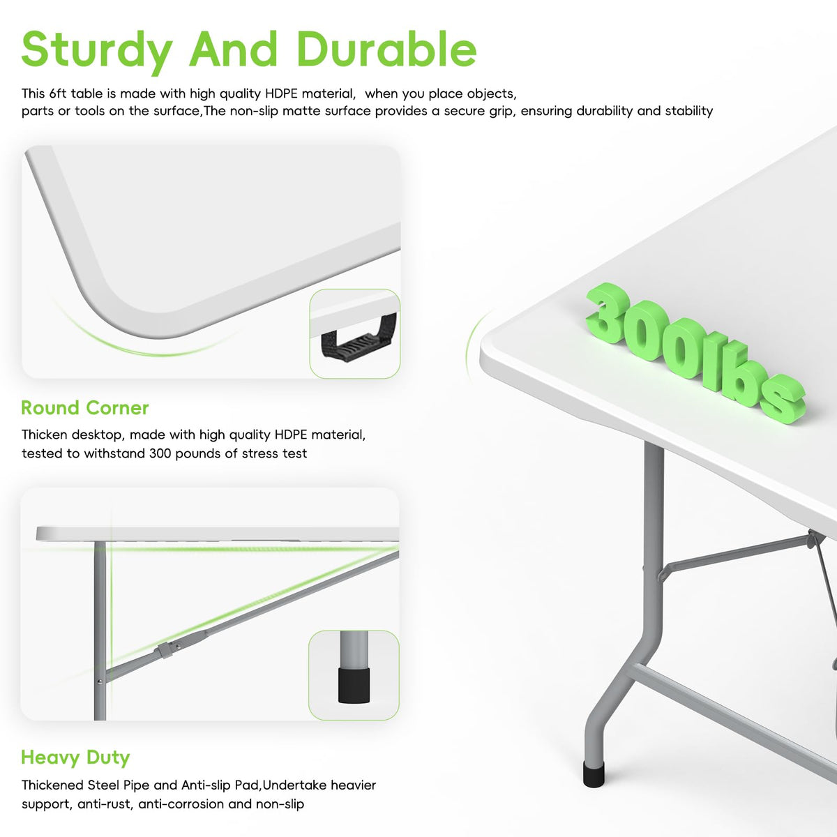 HLPB table and benches highlight high durability and stability.