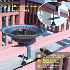 HLQMFHT deck bird bath measures 12 inches diameter and 8 inches deep.