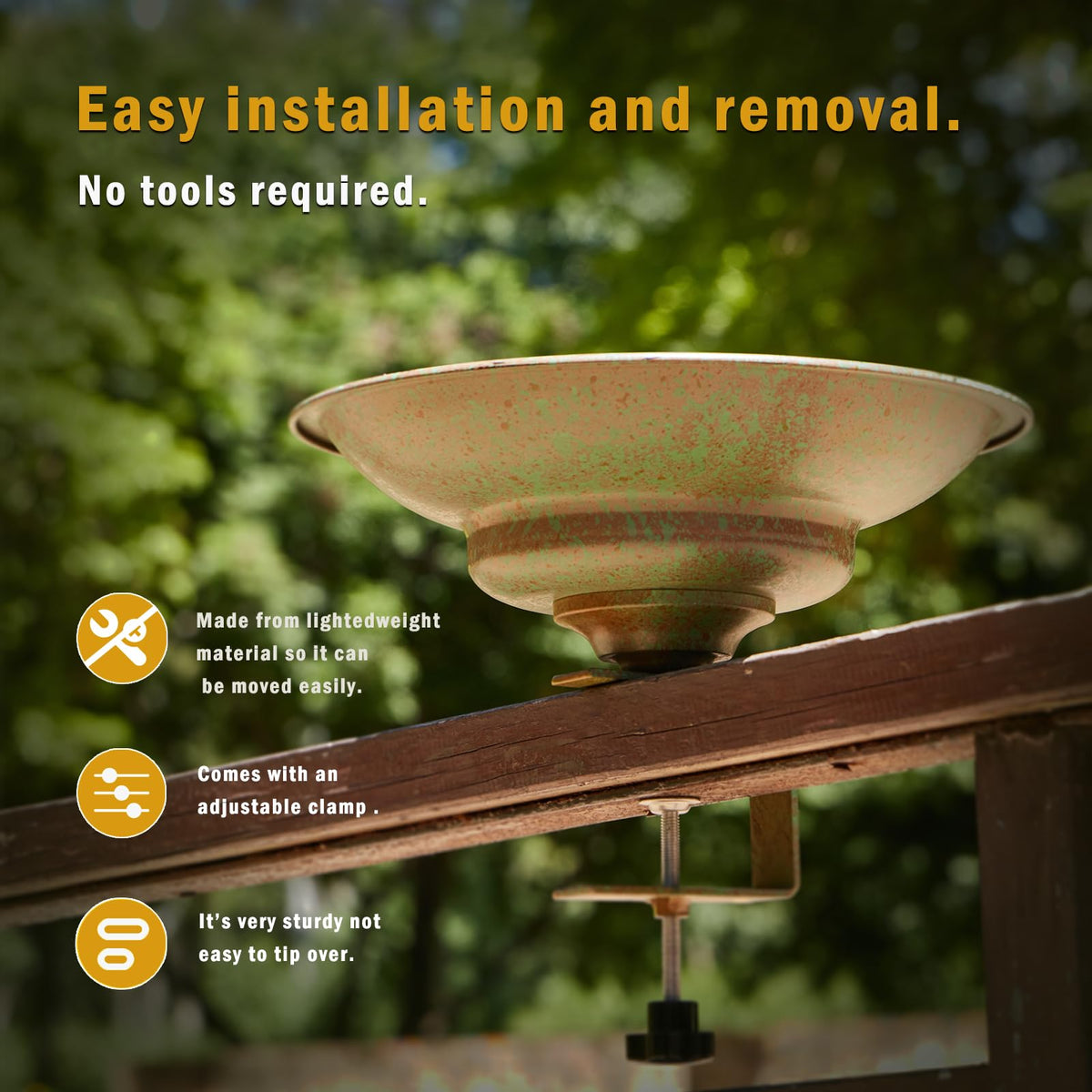 HLQMFHT Garden Decor Solar Bird Bath enhances outdoor spaces with a natural water feature.