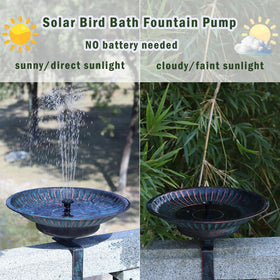 HLQMFHT solar fountain pump runs on direct sunlight for maintenance-free operation.