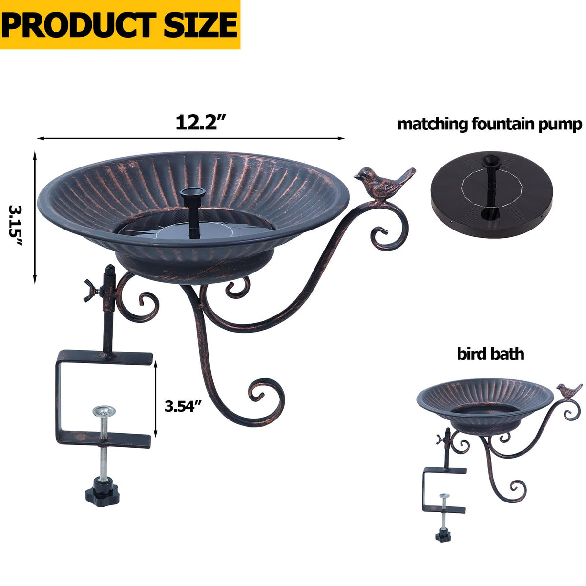 HLQMFHT solar fountain pump powered by sunlight for outdoor water features.