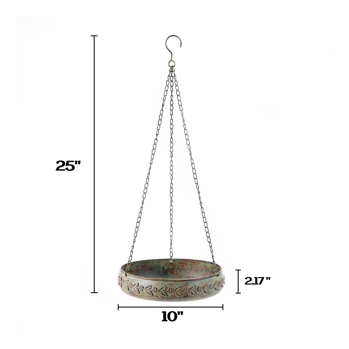 HLQMFHT bird bath shows three sturdy chains for stable hanging