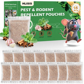 HLISIS 15-pack mouse repellent pouches close-up for indoor deterrence