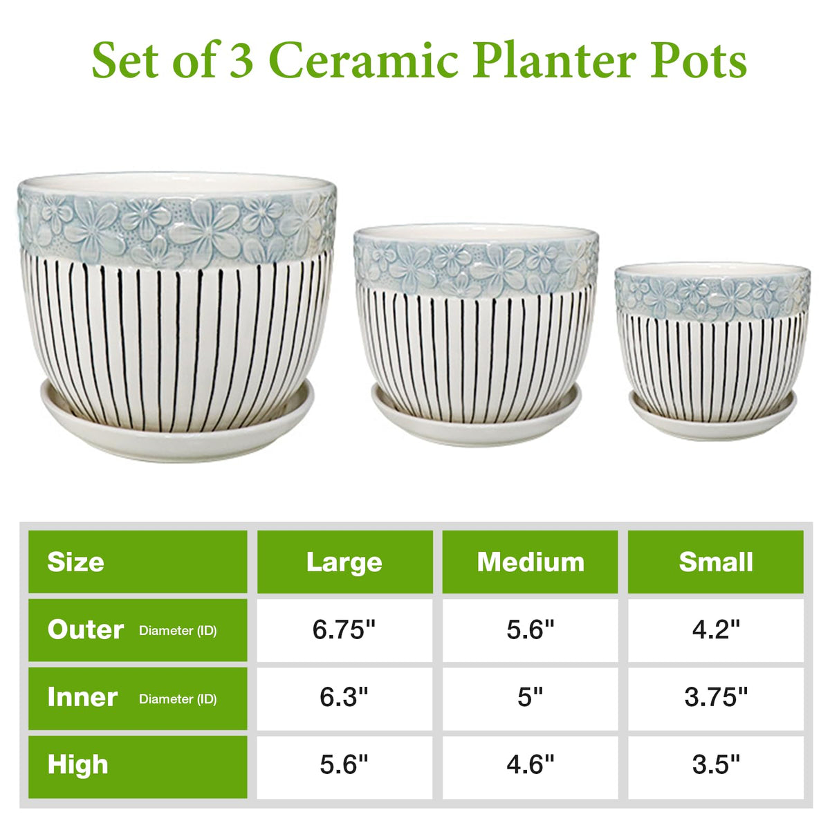Hlukana large pot features drainage for easy watering and healthy roots.