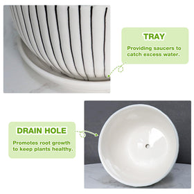 Hlukana medium pot designed for mid-size plants with drainage and tray.