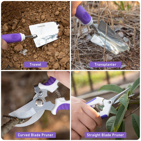 HLWDFLZ Purple Garden Tool Set trowels ready for transplanting.