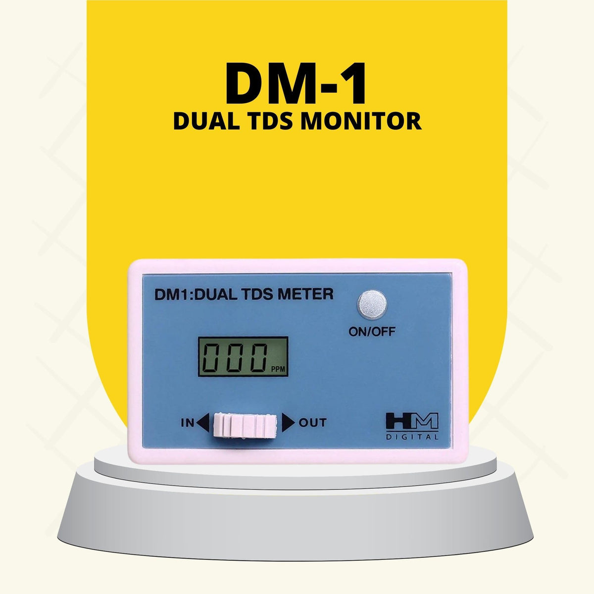 HM Digital DM-1 display readout provides quick TDS level visibility.