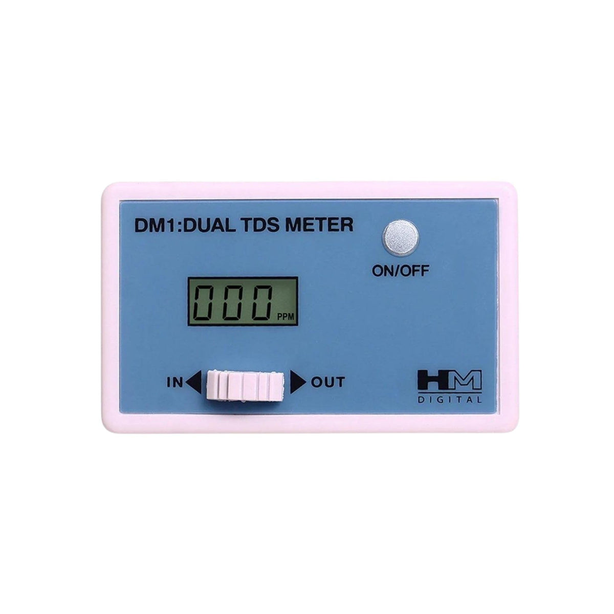 HM Digital DM-1 in-line dual TDS monitor shows feed and product water for filter performance.