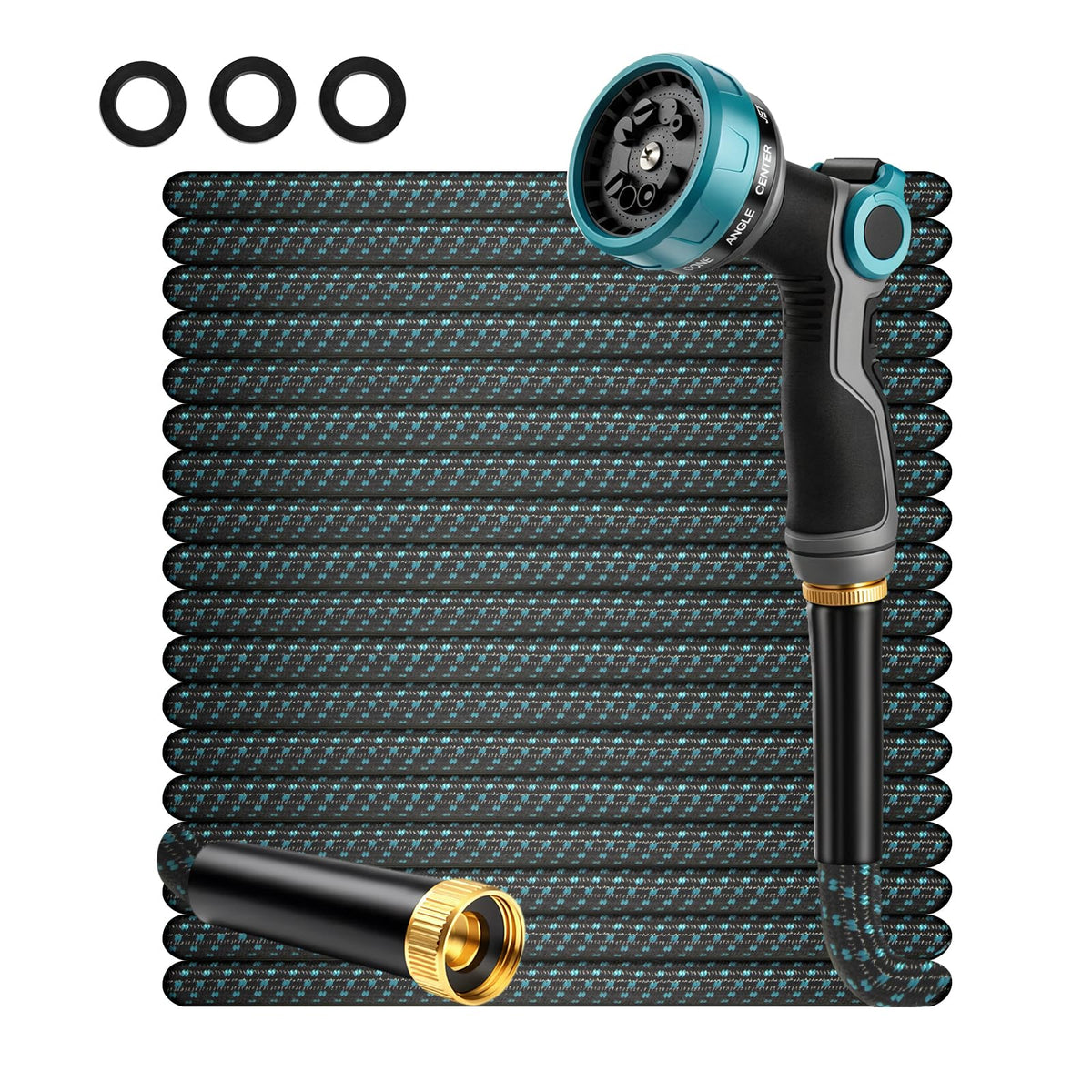 HmiL-U 50ft non-expandable hose shown for steady water pressure during gardening tasks.