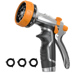 HmiL-U garden hose nozzle with heavy-duty metal construction for durable outdoor use.