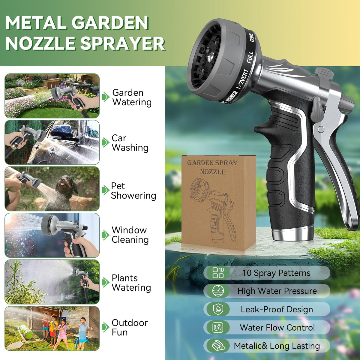HmiL-U nozzle universal 3/4-inch GHT compatibility with standard hoses.