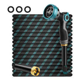 HmiL-U 50ft garden hose with compact storage, easy to coil for small spaces.