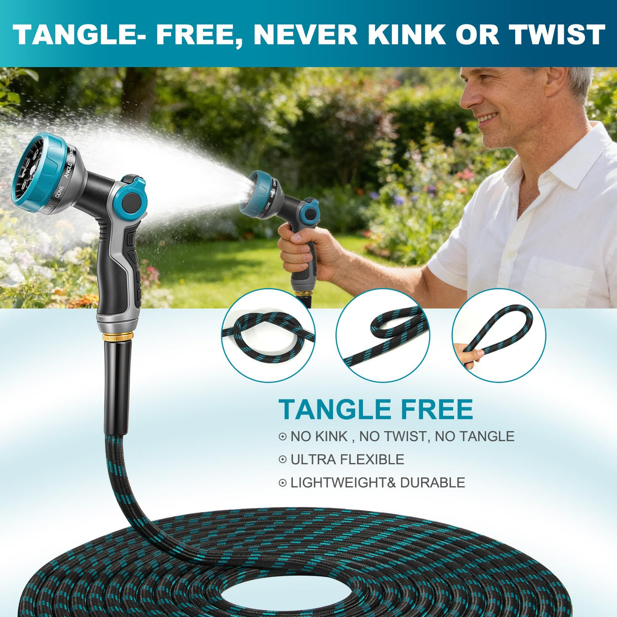 HmiL-U lightweight hose weighs about four pounds for easy carrying.