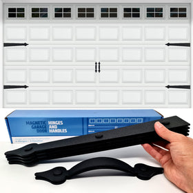 HMmagnets garage door handle set front view showing quick magnetic install on steel door