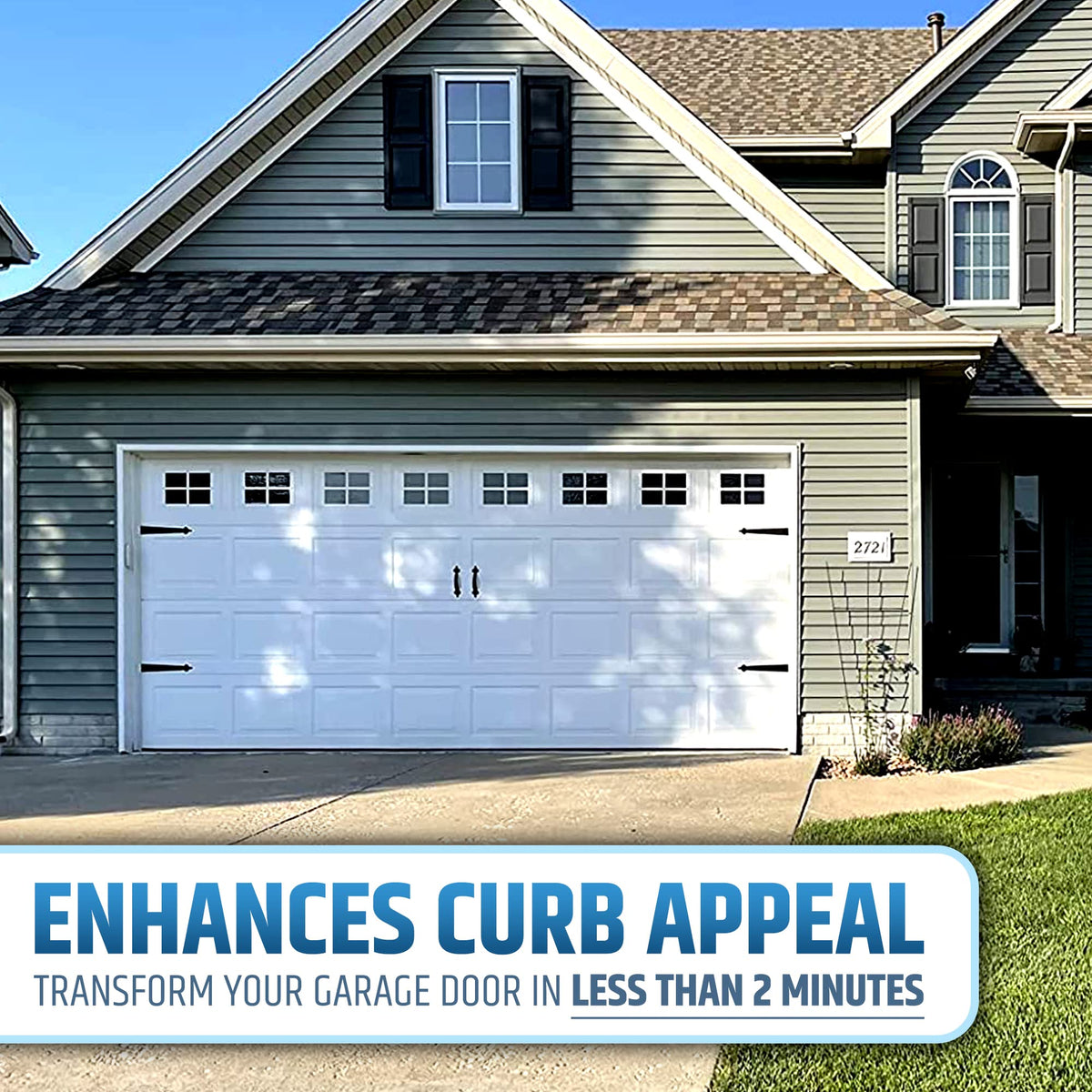 HMmagnets garage door hinge set side view highlights decorative hinges on steel door