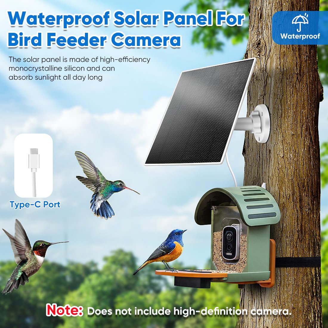 HNncheny battery-powered camera solar panel enables continuous surveillance.