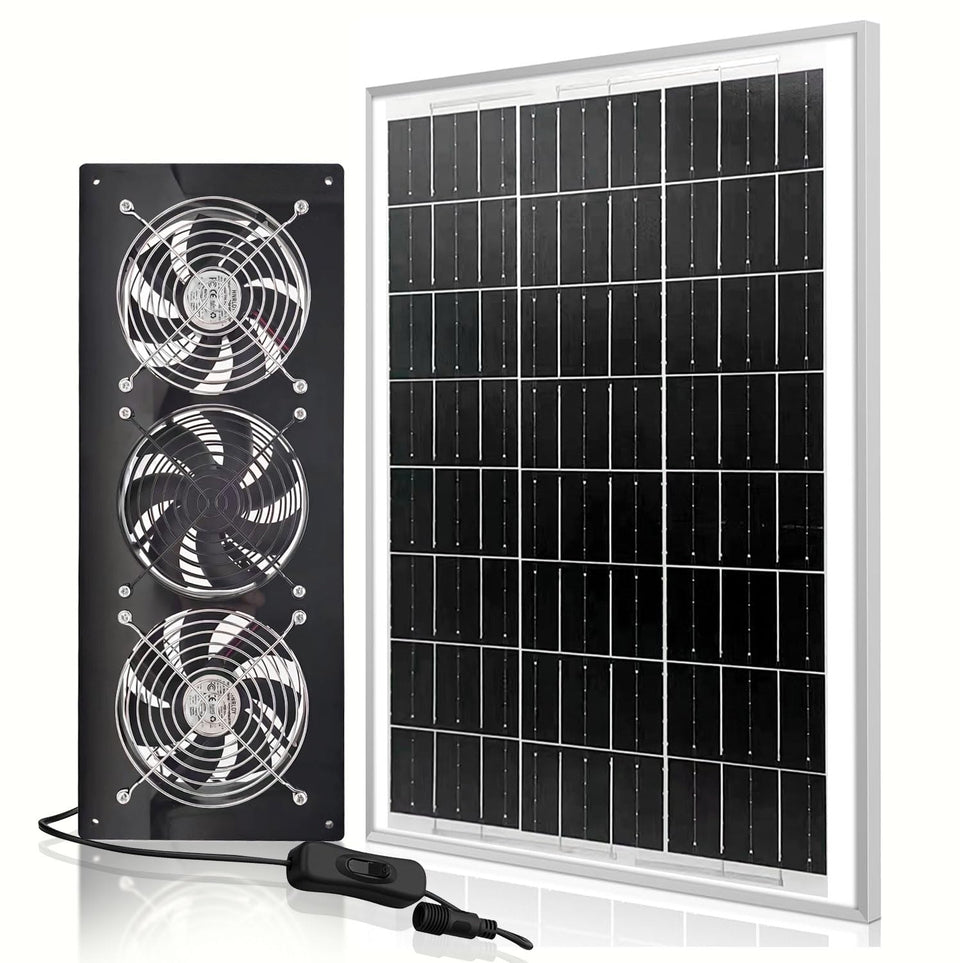 HNRLOY solar exhaust fan with 25W panel delivers efficient greenhouse ventilation.