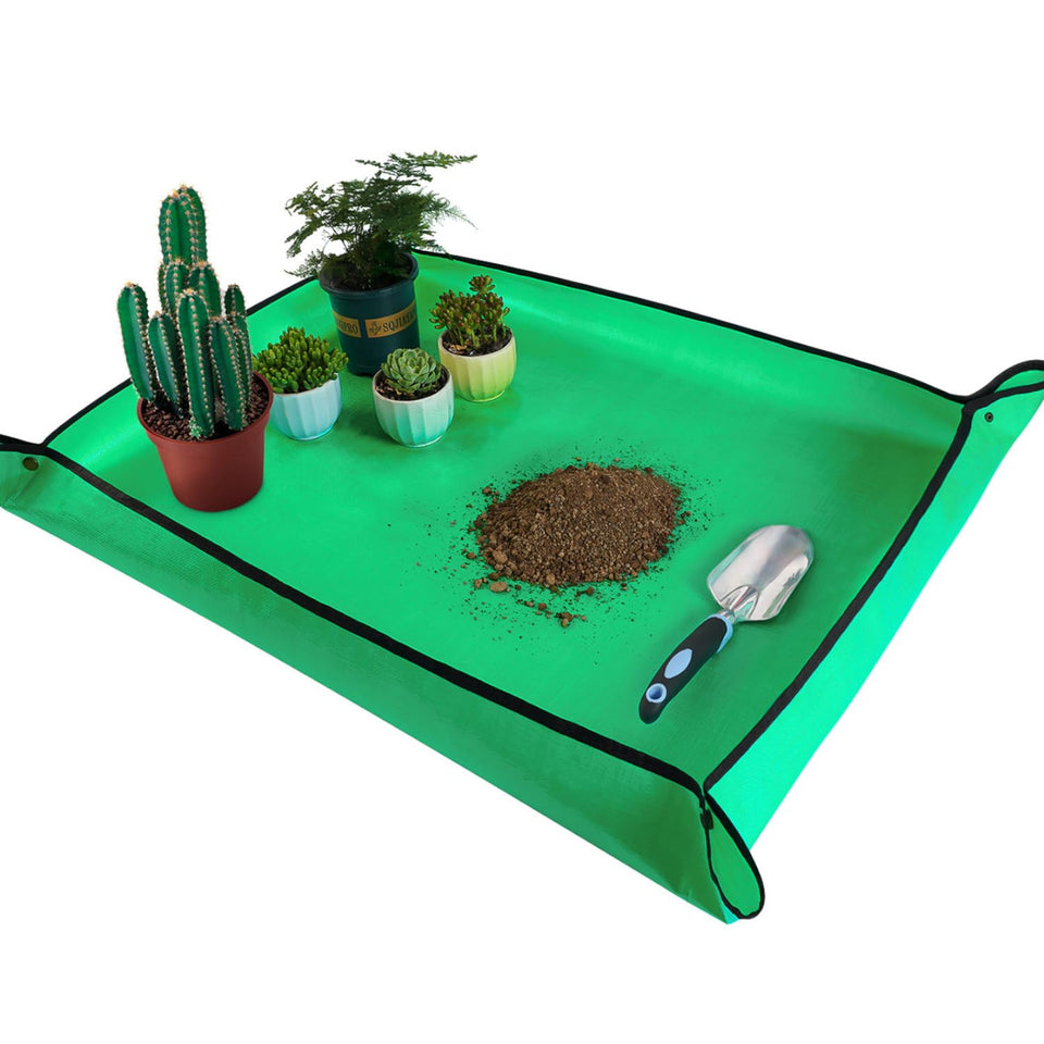 HNXTYAOB repotting mat on table for tidy transplanting and cleanup