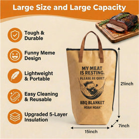 Hoah Hoah BBQ blanket 5-layer insulation protects meat temperature.