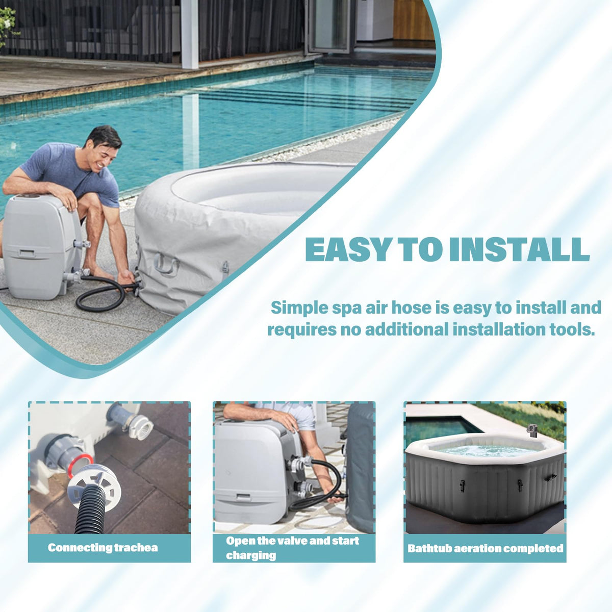 HOAIXUN inflation hose made of durable PVC for long-lasting spa use