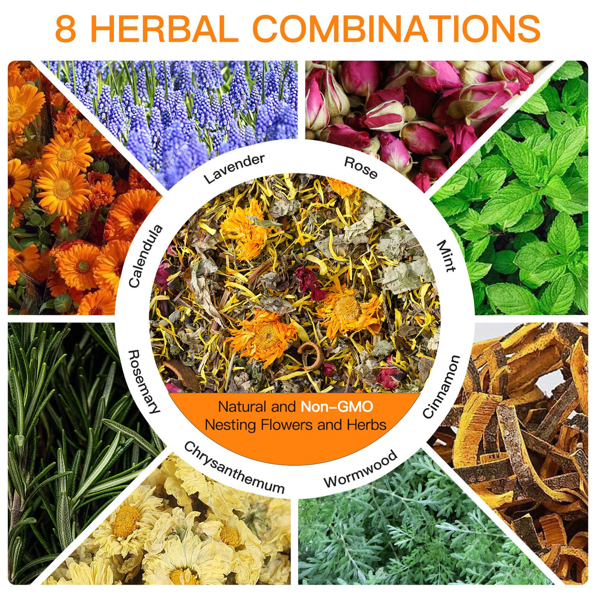HoazHoald dried herbs and flowers for nesting creates chemical-free coop ambiance.