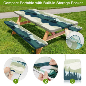 HobbLab picnic table cover waterproof fabric protects surfaces from spills and stains.