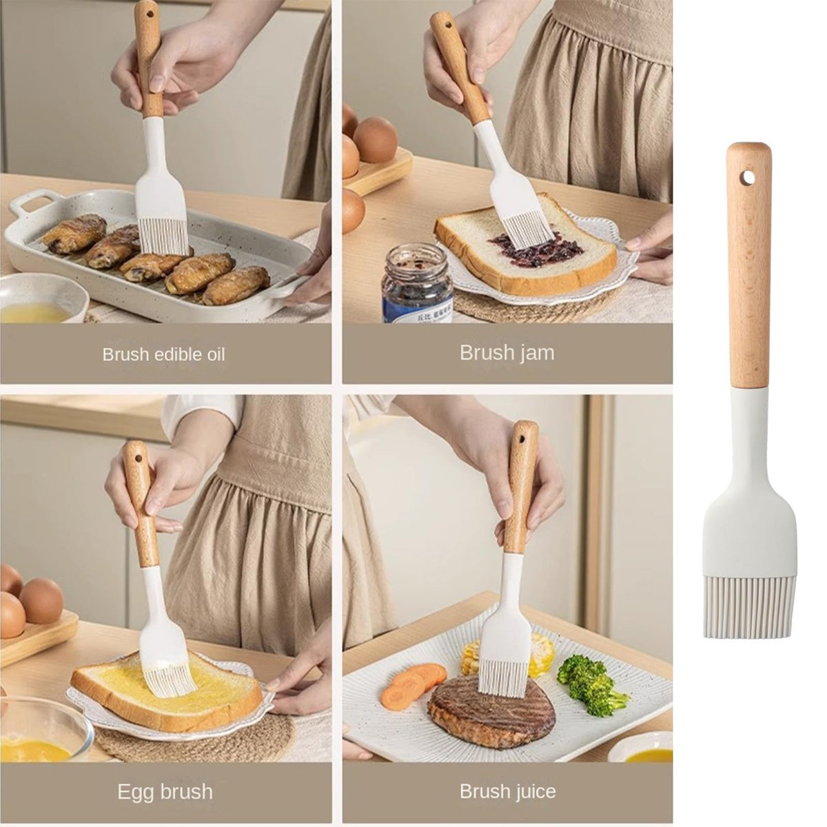 hobbyme oil brush wooden handle perfect for grilling glazes.