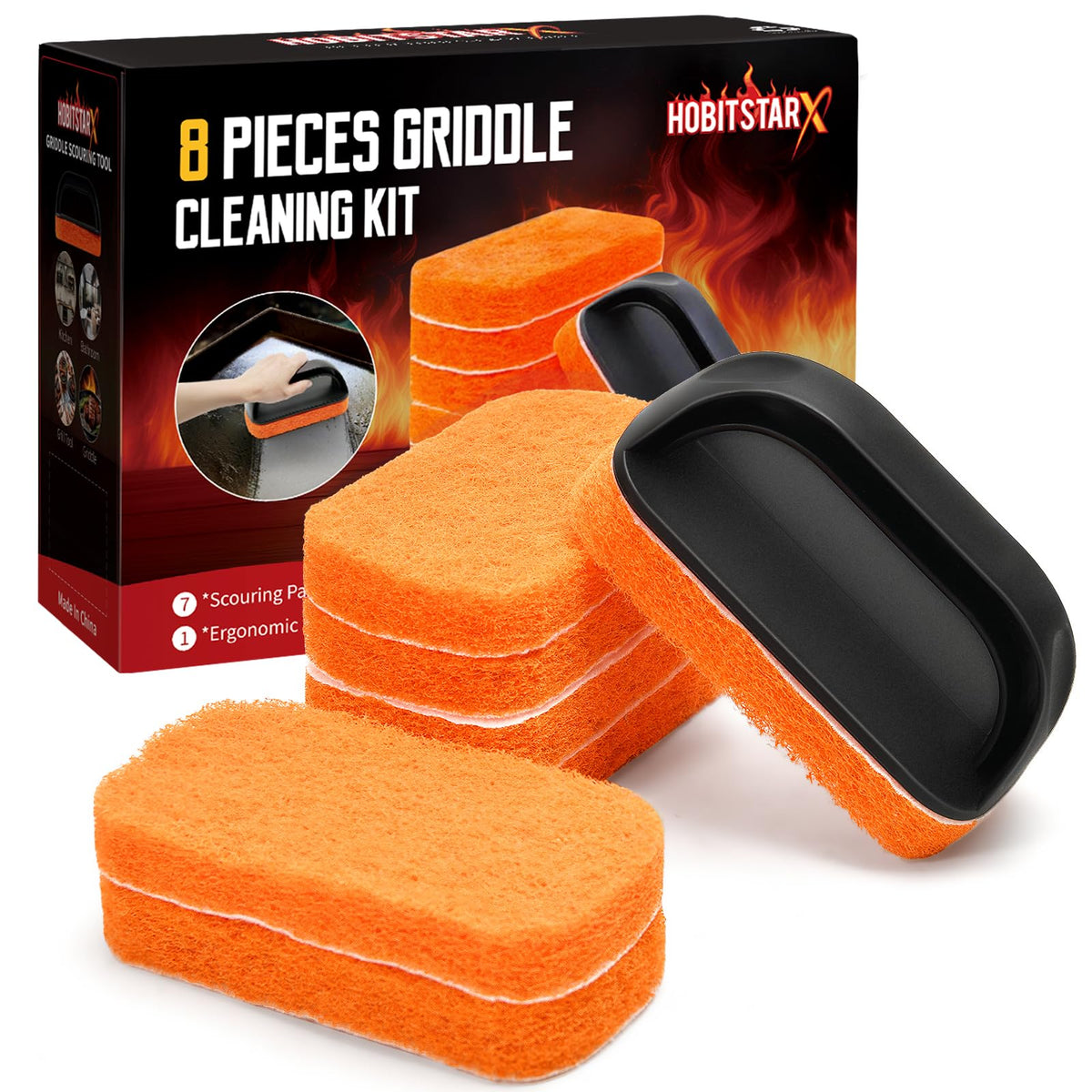 HOBITSTARX griddle cleaning kit 8pc for Blackstone keeps surfaces gleaming