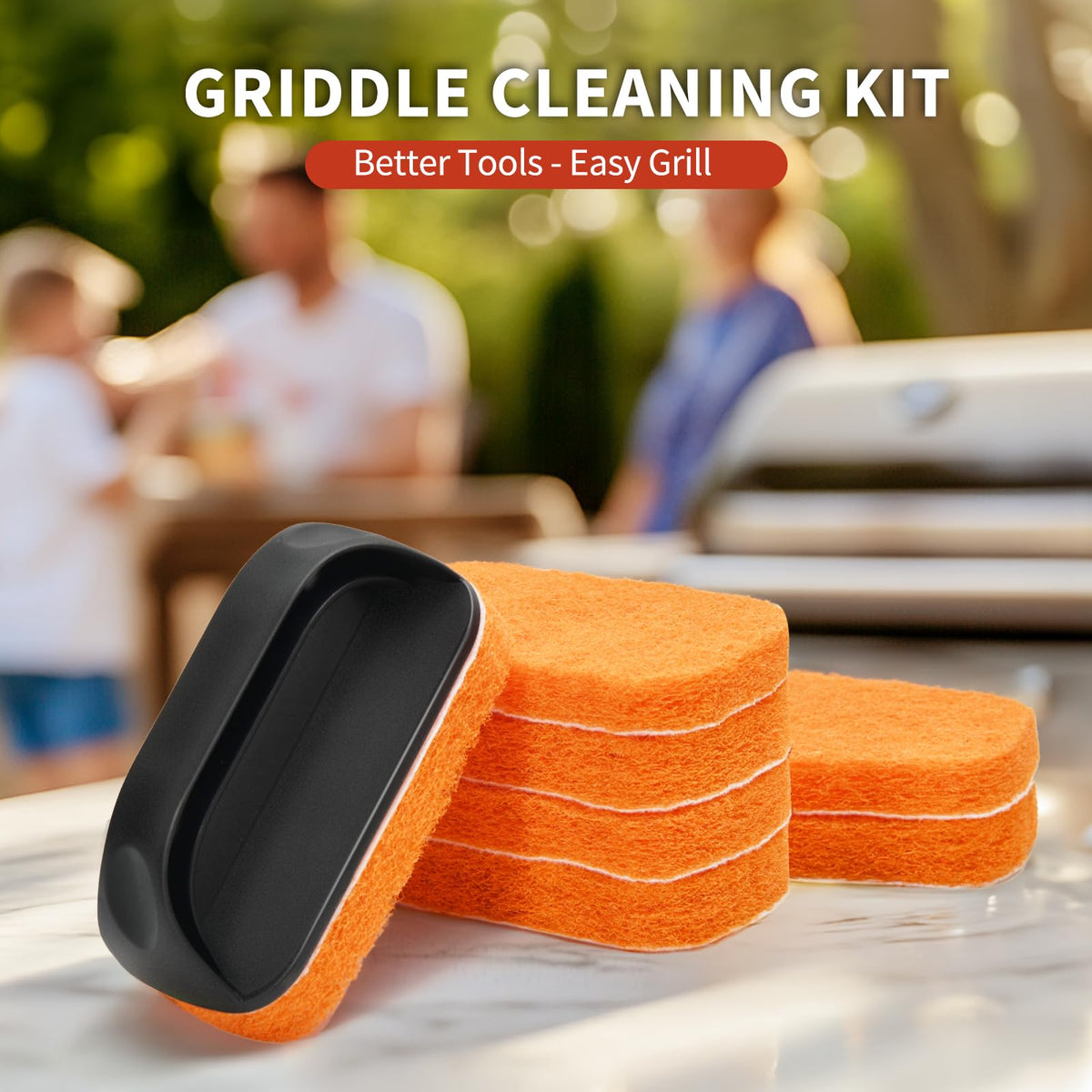 HOBITSTARX griddle pads with handle for easy scrubbing on hot or cold surfaces