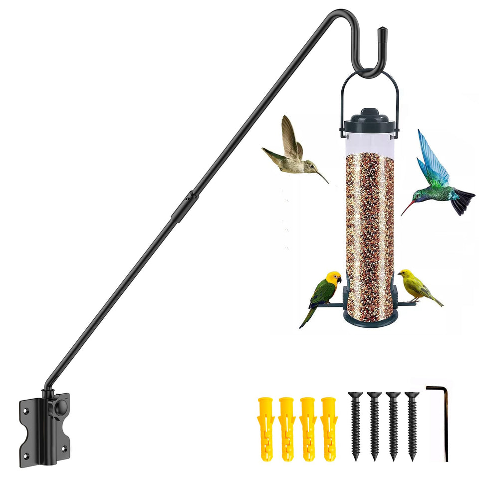 HOBITSTARX wall mount deck hook with 28-inch reach for secure bird feeder placement