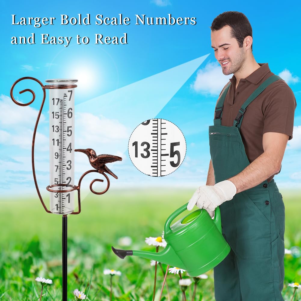 HOBYLUBY garden gauge shows clear measurements from distance, aiding efficient irrigation.