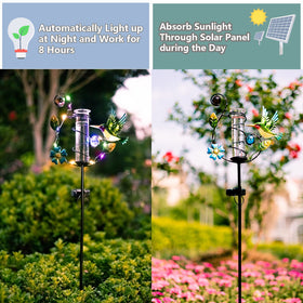 HOBYLUBY hummingbird rain gauge glass tube emphasizes precise measurement in sunlight.